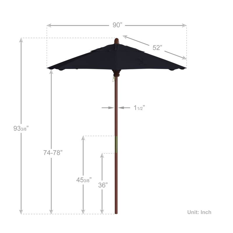 Port Lavaca 7.5ft Round Sunbrella Wooden Patio Umbrella by Havenside Home, Base Not Included