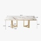 preview thumbnail 45 of 58, Modern Marble Dining Table with White Rectangular Tabletop Gold Stainless Legs, Dining Room Table