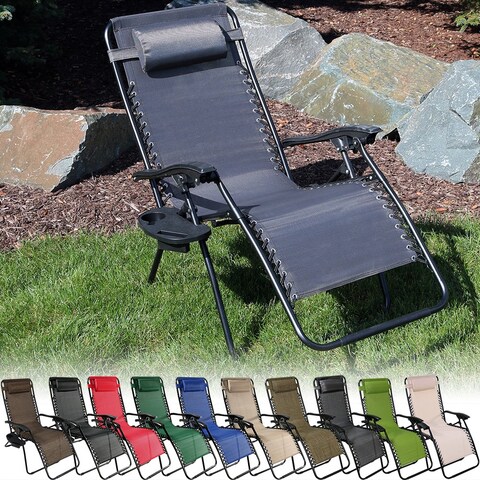 Sunnydaze Oversized Zero Gravity Lounge Chair & Cup Holder - Multiple Options