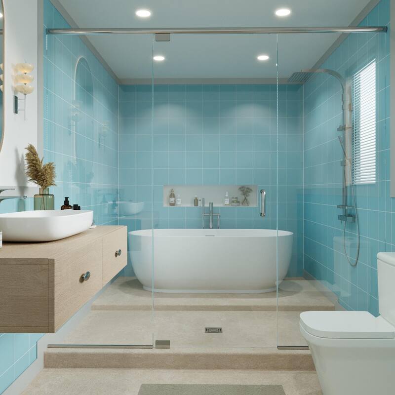 Merola Tile Monocolor Celeste 7-7/8" x 7-7/8" Ceramic Floor and Wall Tile - Case (25 Tiles)