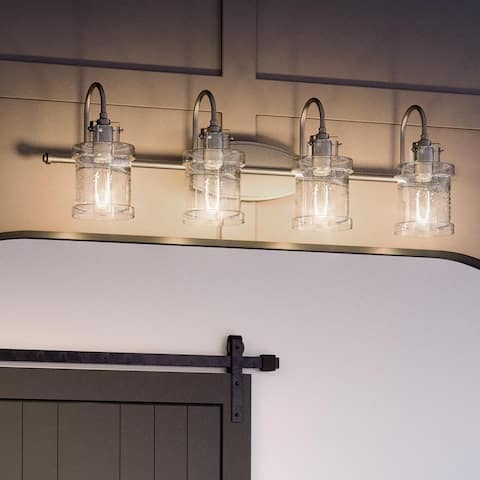 Luxury Modern Farmhouse Bath Fixture, 9.75"H x 32"W, with Vintage Style, Brushed Nickel, BWQ3984 by Urban Ambiance