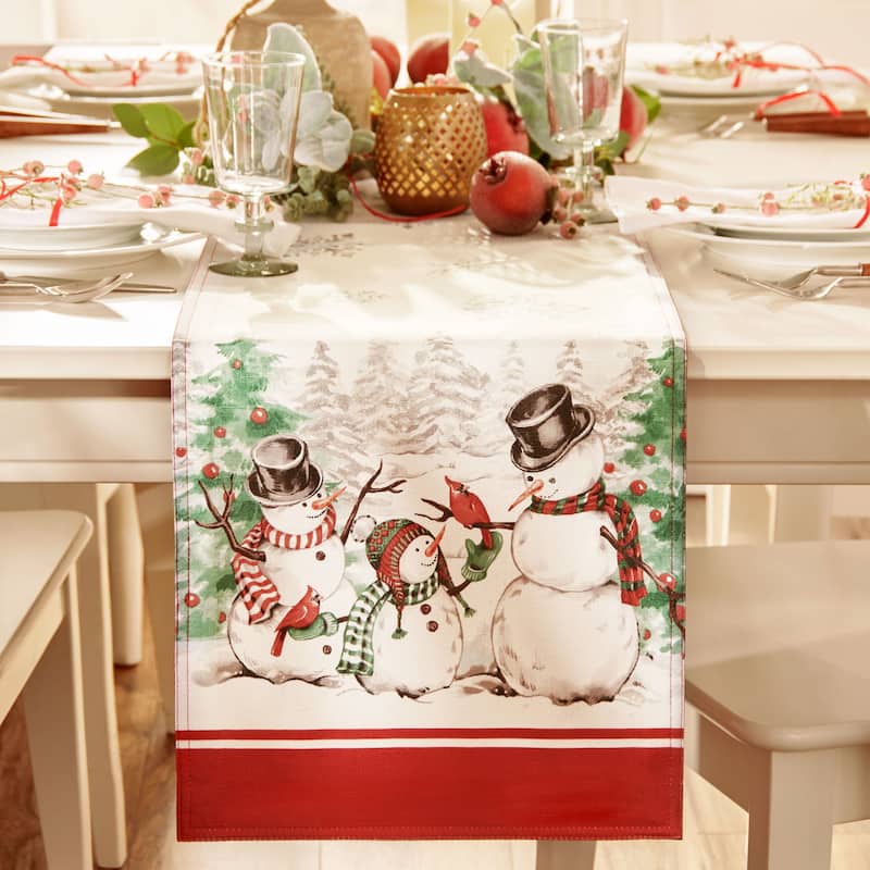 Snowman Winterland Holiday Snowflake Table Runner - 13x70 - 13x70
