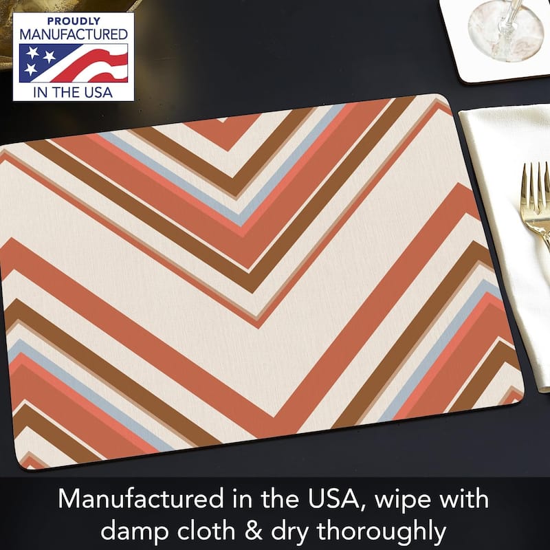 Boho Mohave Decorative Hardboard Placemats with Protective Cork Backing 4 Pack Heat Tolerant and Easily Wipes Clean