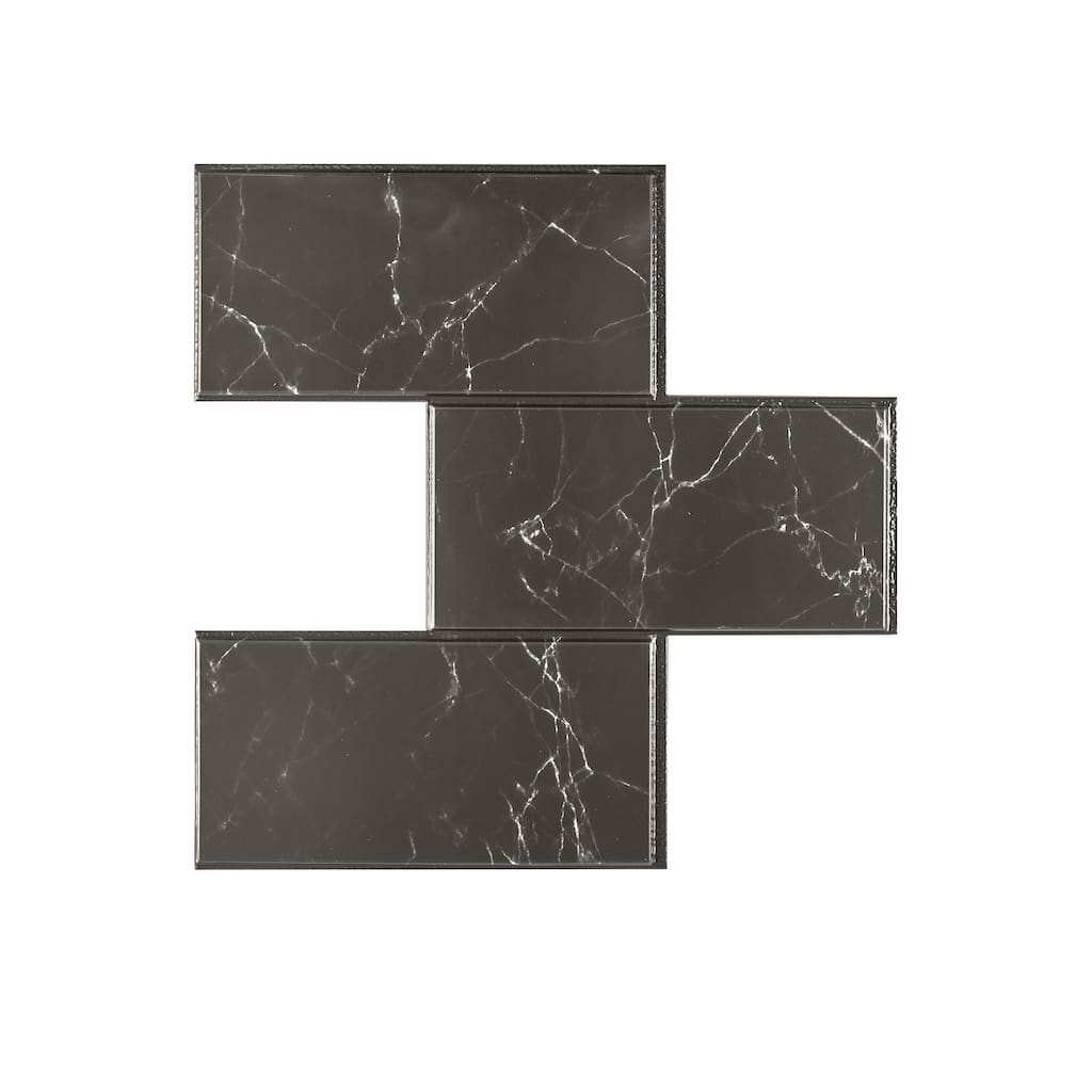 Marble Black Peel and Stick Backsplash Tiles