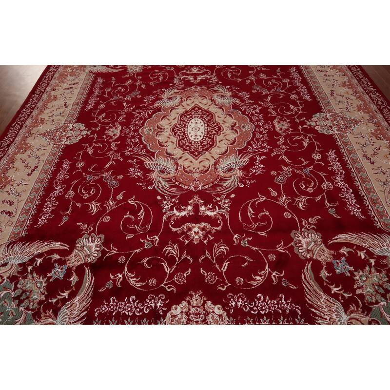 Victorian Style Red Kashan Turkish Rug Machine Made Bedroom Carpet - 9'8" x 13'1"