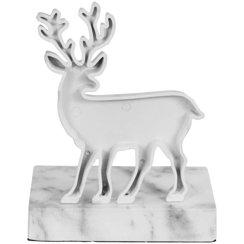 Marbled Standing Deer Christmas Stocking Holder - 7.5" - White and Black