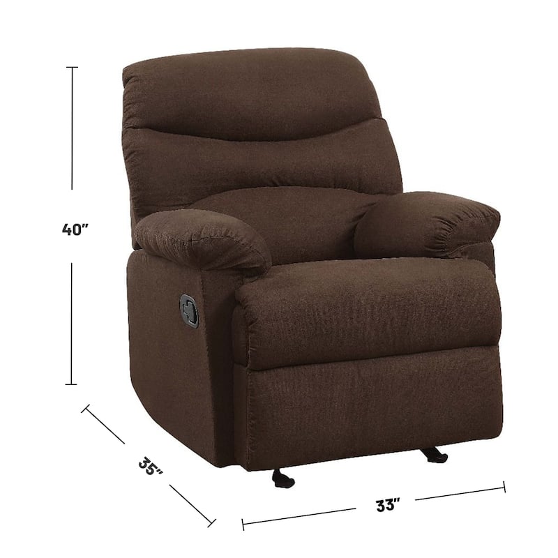 Upholstered Motion Recliner in Chocolate Finish