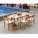 preview thumbnail 1 of 12, ROSSIO - Tempur Outdoor 7 Piece Retractable Teak Dining Set 7-Piece Sets