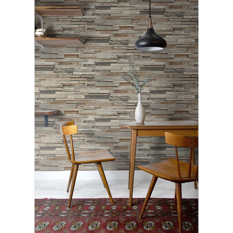 NextWall Reclaimed Wood Plank Peel and Stick Removable Wallpaper