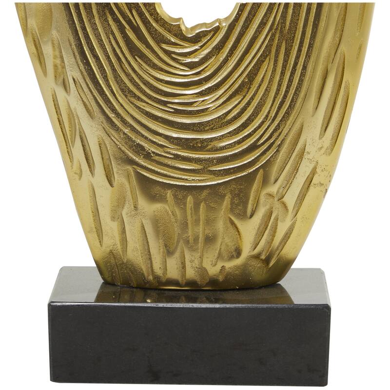 Aluminum Metal Abstract Teardrop Decorative Sculpture with Black Base - Black or Gold - Roche River Decor
