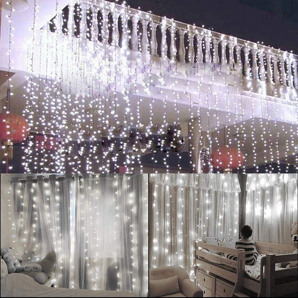 300/600Led LED String Curtain Light Wedding Party Xmas Hanging Fairy Light Decor 