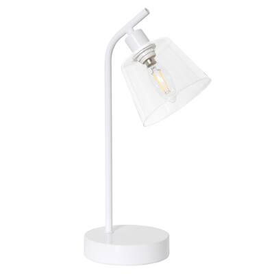 Metal Desk Lamp with Glass Shade Industrial Style Lighting - 8 x 5.50 x 15.75 in. (L x W x H)