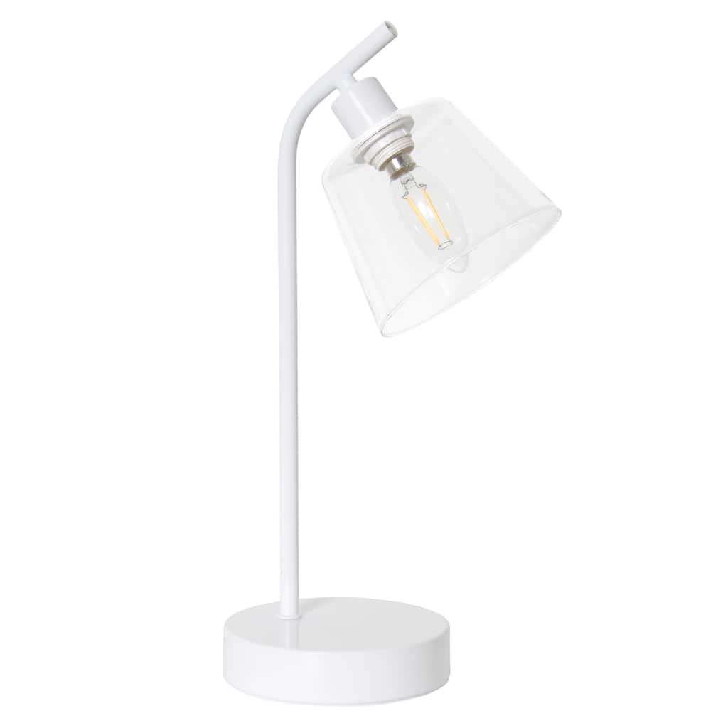 Metal Desk Lamp with Glass Shade Industrial Style Lighting - 8 x 5.50 x 15.75 in. (L x W x H)