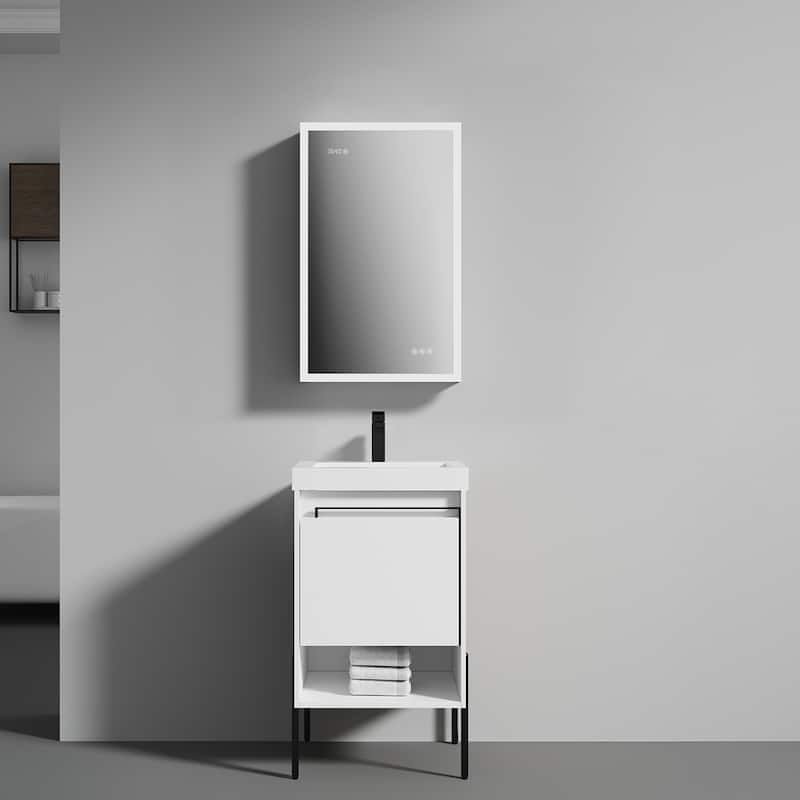 Freestanding Bathroom Vanity Set with Open Shelf & Topmounted Sink