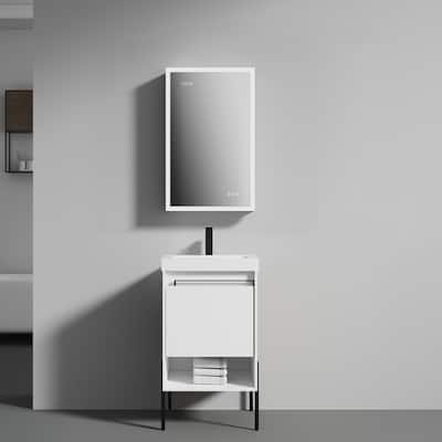 Freestanding Bathroom Vanity Set with Open Shelf & Topmounted Sink