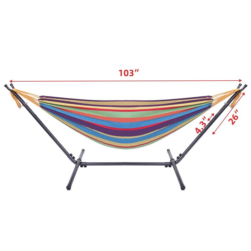 Portable Outdoor Polyester Hammock Set Black Background & Silver Flower & Colorful - 78.74 x 55.12