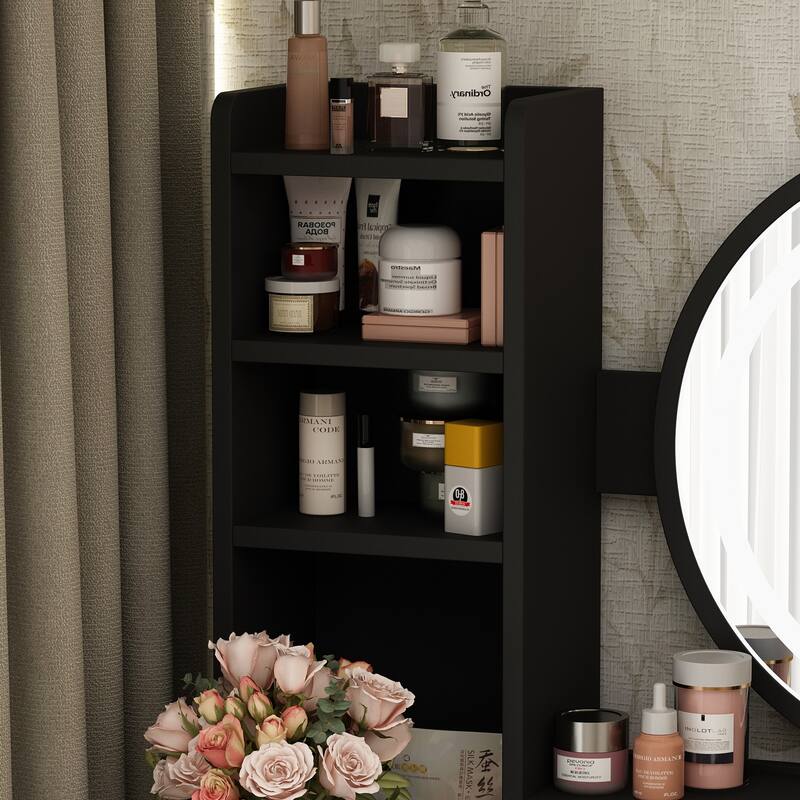 31.5'' W Makeup Vanity Set with Stool and Mirror LED Light Dressr