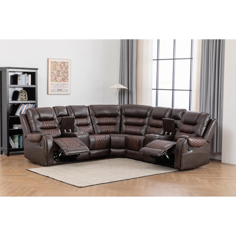 Kamiri 5 - Piece Faux Leather Reclining Two-Tone Sectional