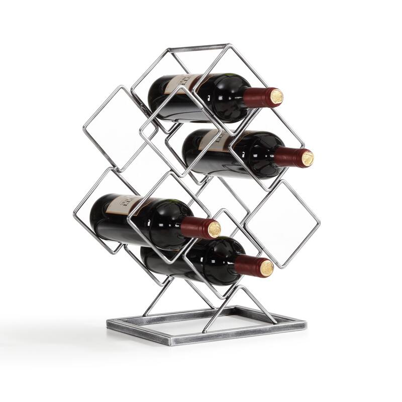 Danya B 6 Bottle Antique Silver Elecroplated Wine Rack