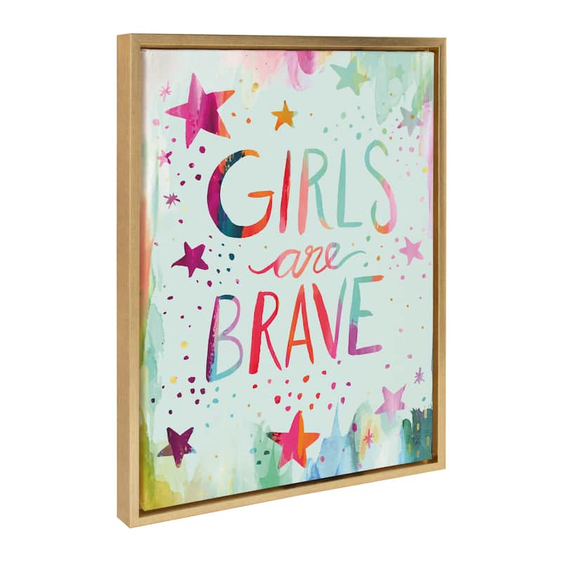 Kate and Laurel Sylvie Girls are Brave Framed Canvas by Ettavee