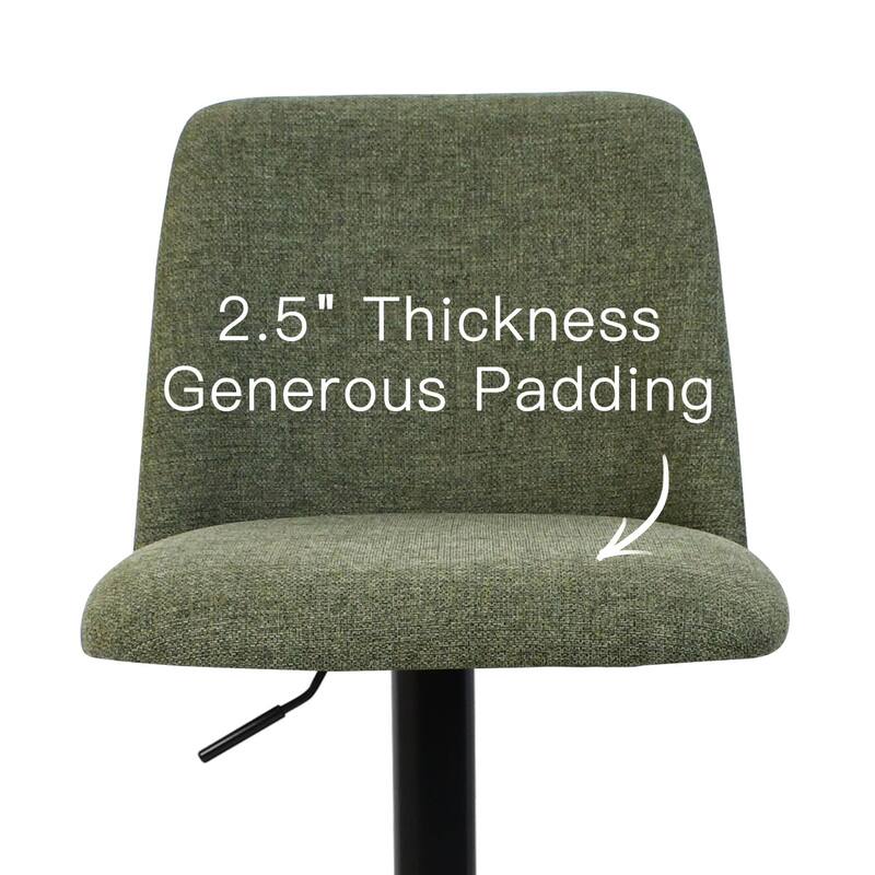 Upholstered Adjustable Height Swivel Bar Stool with Back Set of 2