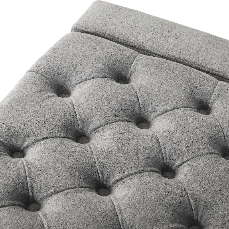 Adeco Rectangle Storage Ottoman Bench for Living Room, Bedroom