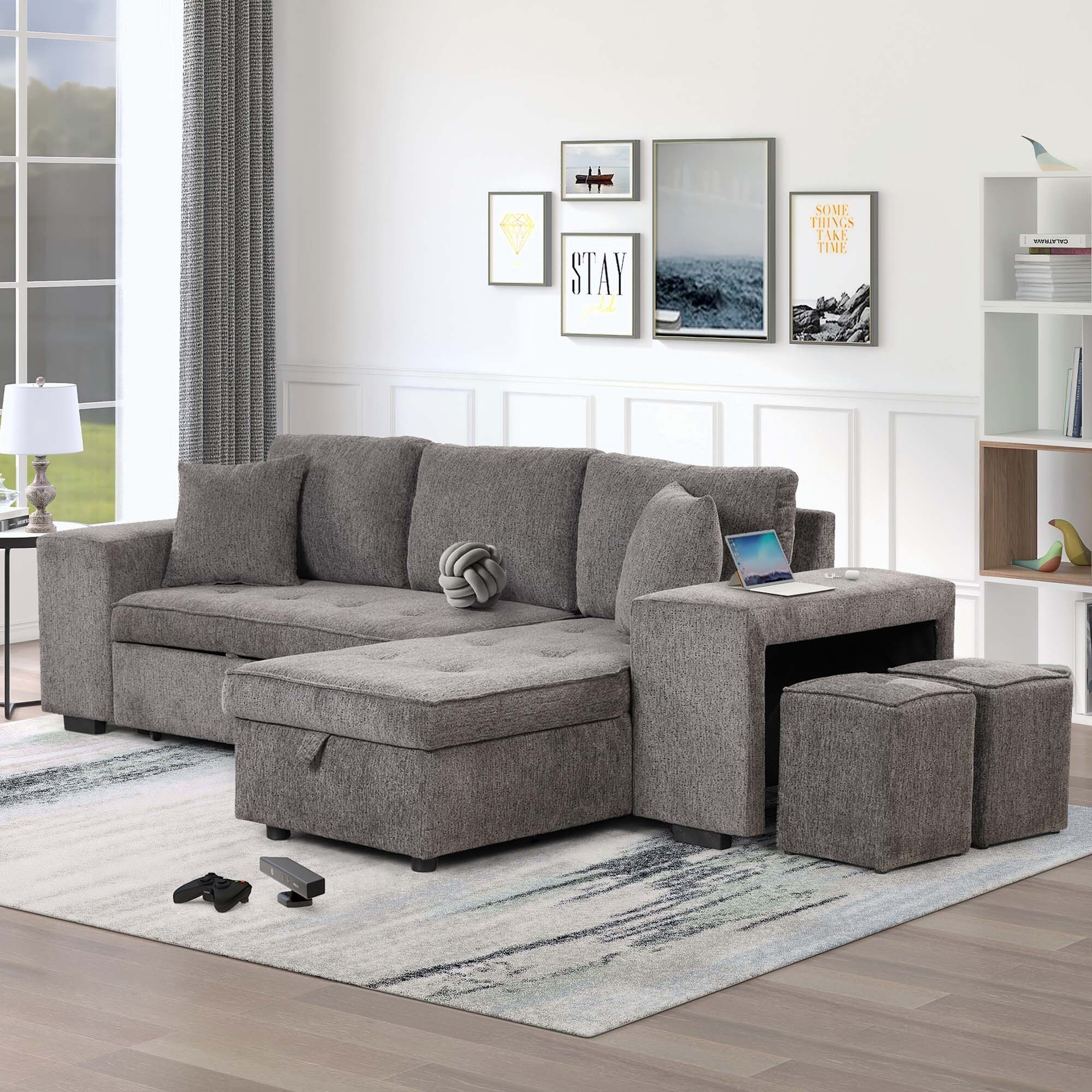 L shape sectional sales sleeper sofa