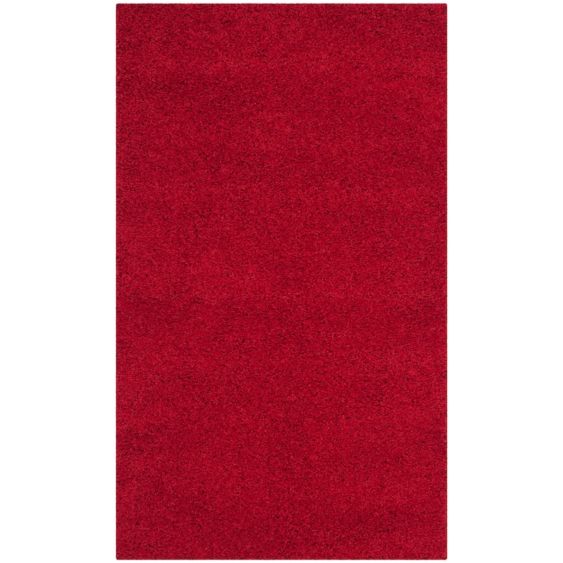 SAFAVIEH Laguna Shag Verdiana Solid Color 2-inch Thick Rug. - 3' x 5' - Red - Rectangle