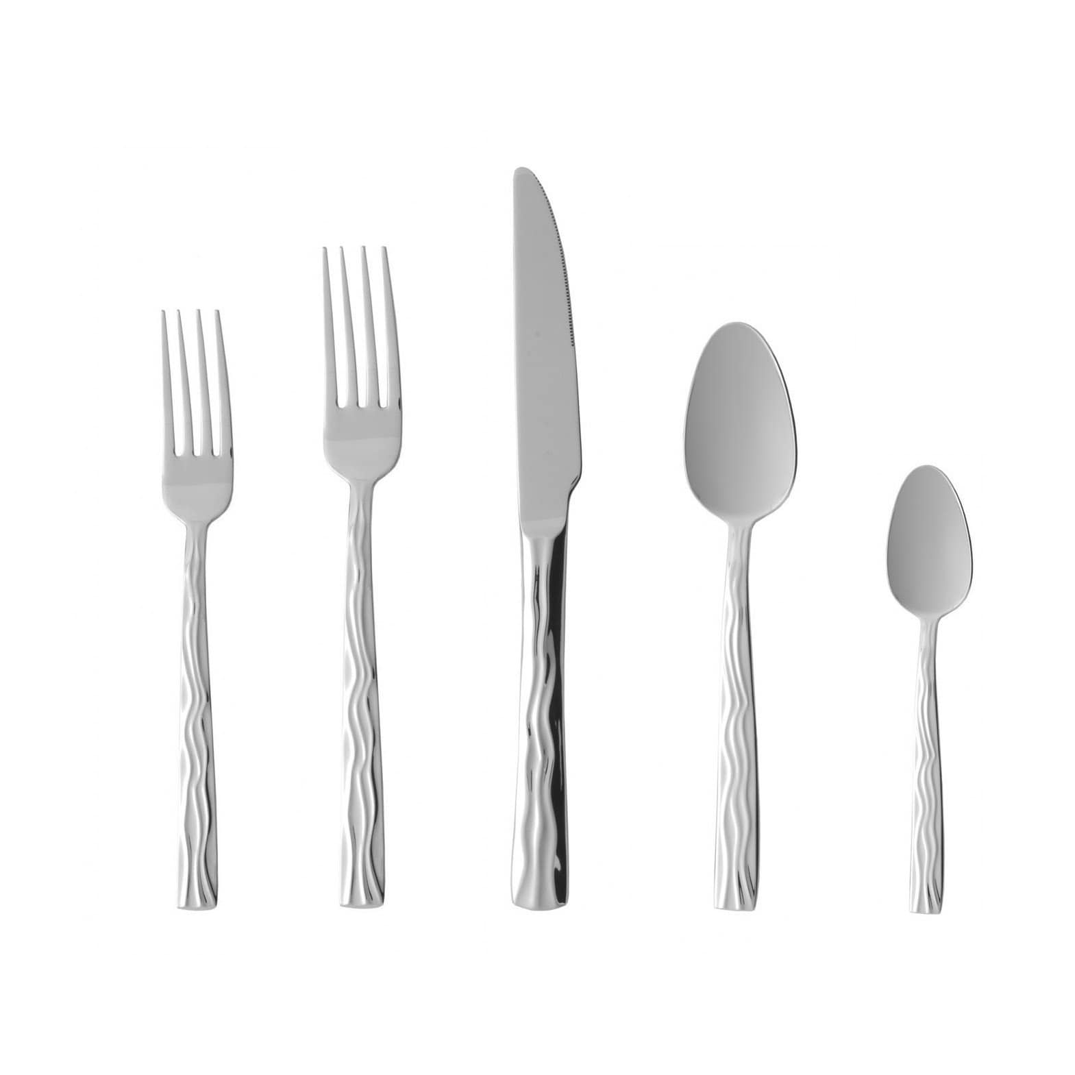 Fortessa Dorada 18/10 Stainless Steel, 5 Piece Flatware Set (Service for 1), Silver - 5 Piece Set