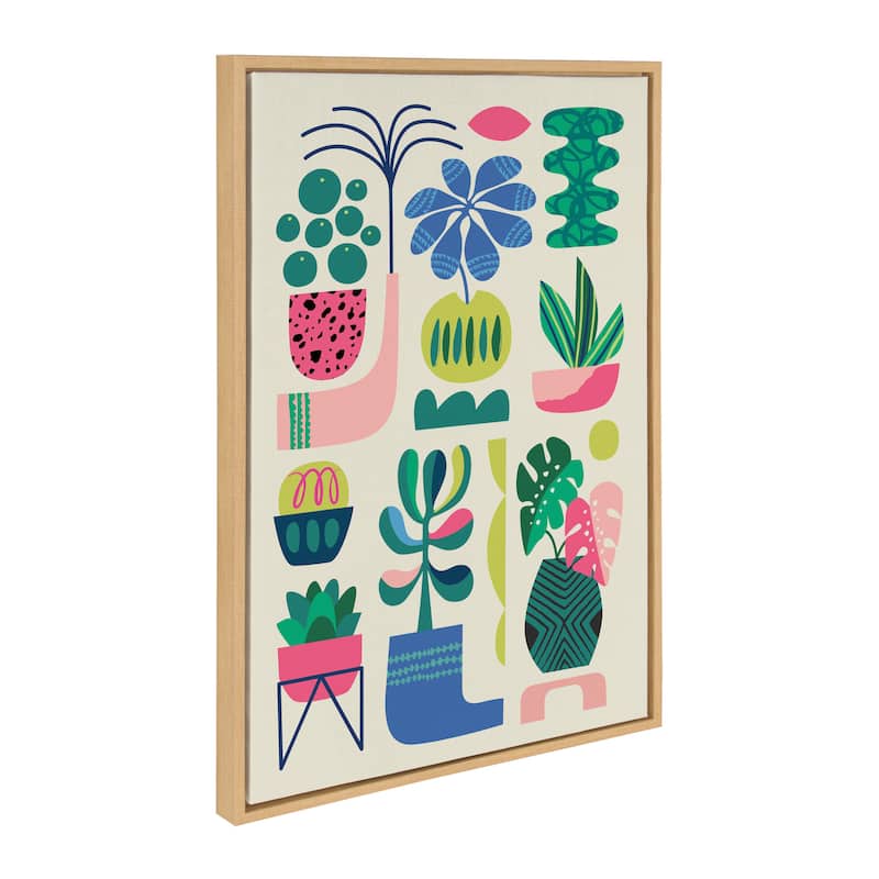 Kate and Laurel Sylvie Houseplants Framed Canvas by Rachel Lee - 23x33 - Brown