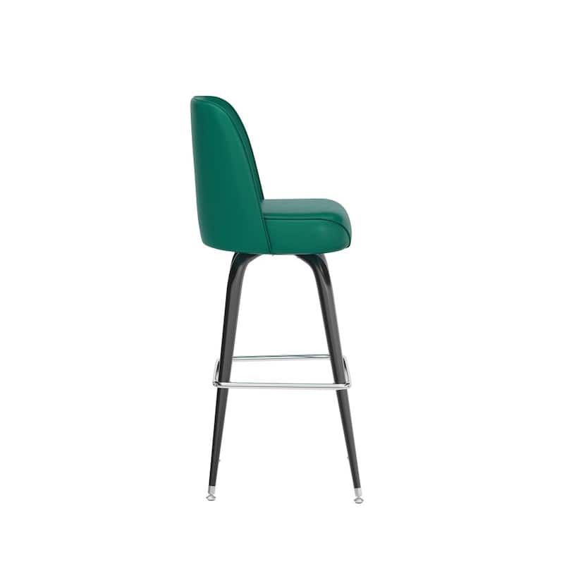 Metal Barstool with Swivel Vinyl Upholstered Bucket Seat and Footrest - 18.5"D x 18.5"W x 42.5"H