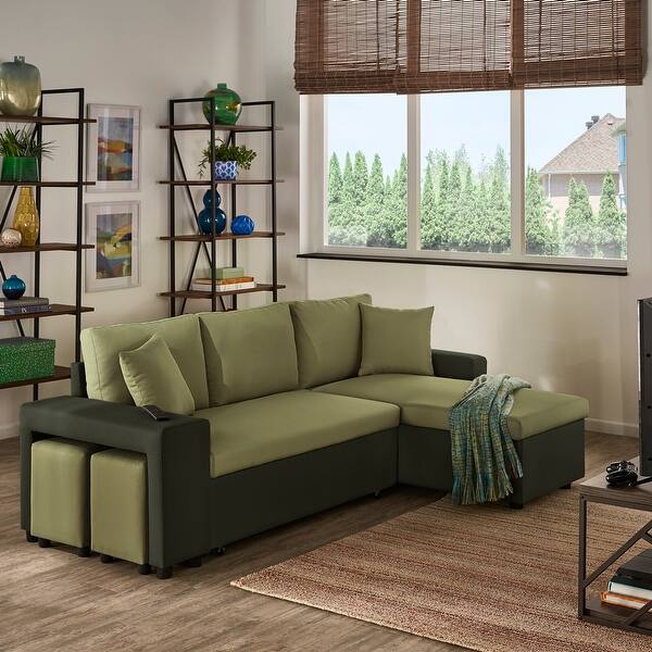 Shop Lorca Two Tone Convertible Sofa With Storage By Inspire Q