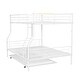 preview thumbnail 7 of 7, White Full XL Over Queen Metal Bunk Bed with Trundle and Full-Length Guardrail, Convertible to Two Beds