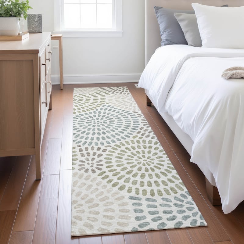 Machine Washable Indoor/ Outdoor Casual Ric Chantille Rug