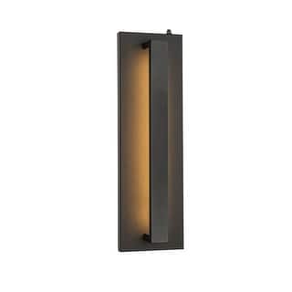 1-Light in Minimalist Modern Linear 23W Integrated LED Outdoor Wall Sconce with Dusk to Dawn Sensor in Matte Black for Porch