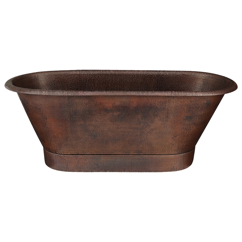 72" Hammered Copper Modern Style Bathtub and Drain Package