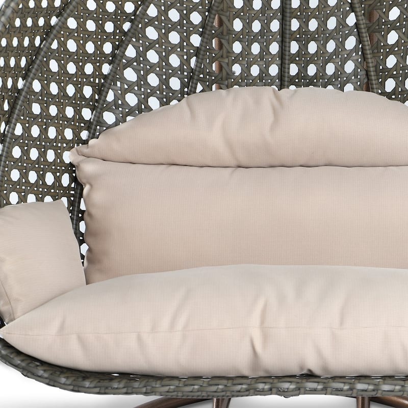 LeisureMod 2-Person Patio Hanging Egg Chair Cover in 600D Oxford Fabric with Waterproof PVC Lining Outdoor Swing Chair