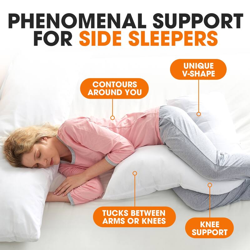 Cheer Collection V-Shaped Kapok Fiber Body Pillow with Removable Washable Cover