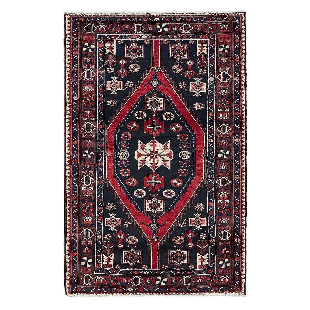 ECARPETGALLERY Hand-knotted Anadol Black, Red Wool Rug - 4'6 x 7'0