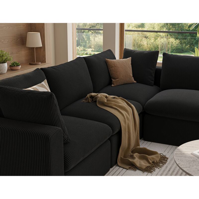 135inch Oversized LoveSofa,L Shape Sofa,4 Seater Upholstered with Corduroy Fabric Couches with 2 Pillows