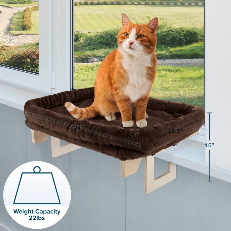 PETMAKER Cat Bed for Window Sill - Cat Window Perch with Bolster