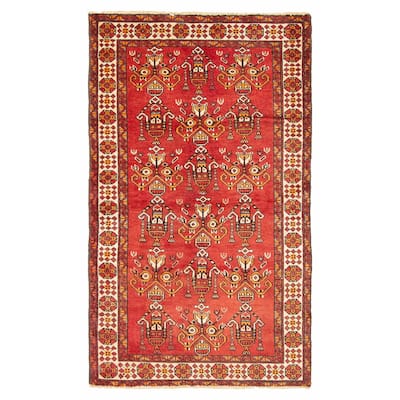 ECARPETGALLERY Hand-knotted Baluch Red Wool Rug - 3'8 x 6'4