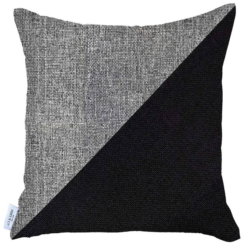 HomeRoots 18" X 18" Grey And Black Geometric Zippered Handmade Polyester Throw Pillow Cover