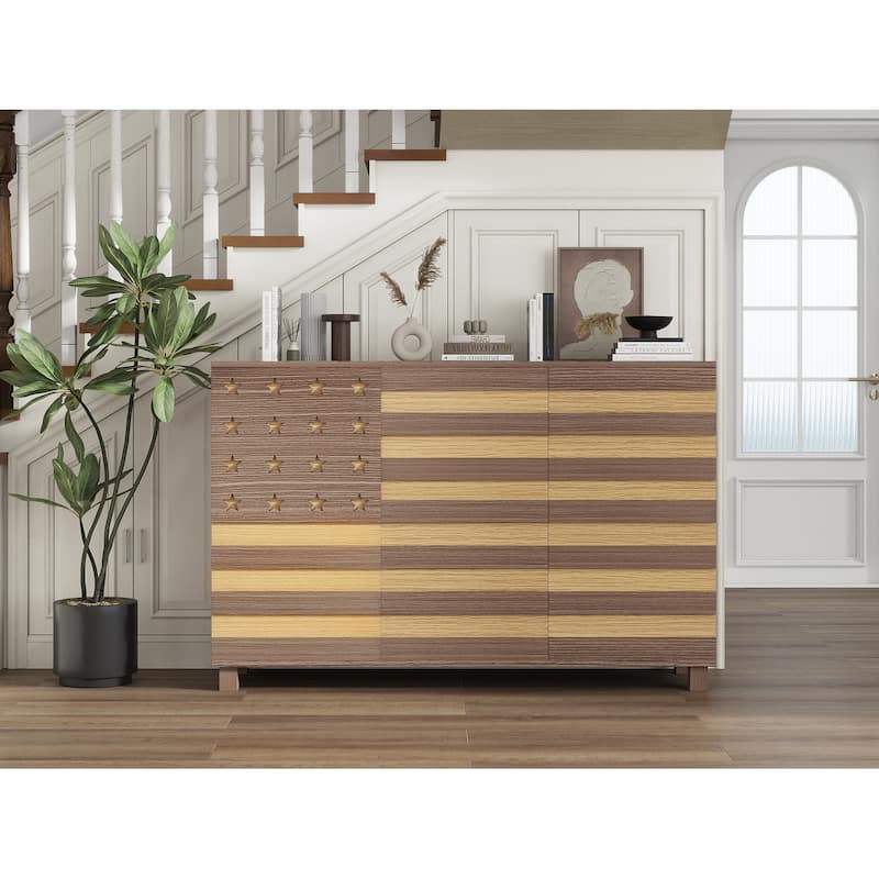 55" Buffet Sideboard Cabinet with Storage, Storage cabinet With Hand Carved Craftsmanship with 2 Drawers and 3 Doors