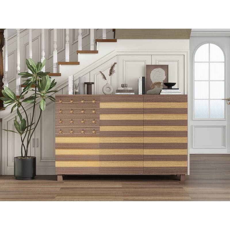 55" Buffet Sideboard Storage Cabinet with 2 Drawers and 3 Doors