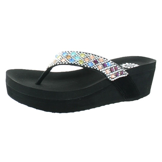 yellow box wedge flip flops