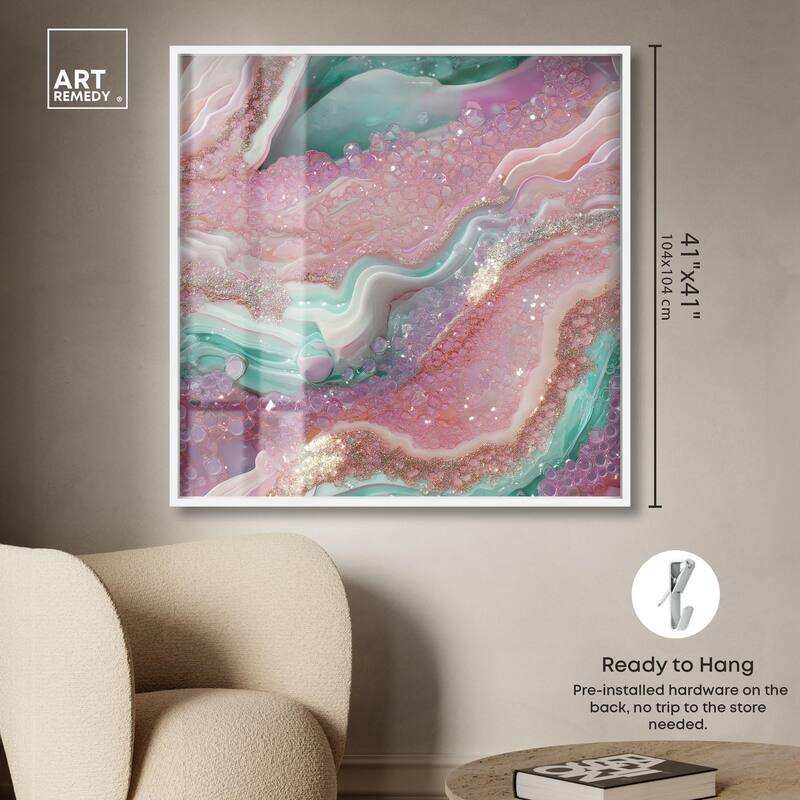 Pink and Mint Crystal III Shadowbox by Art Remedy