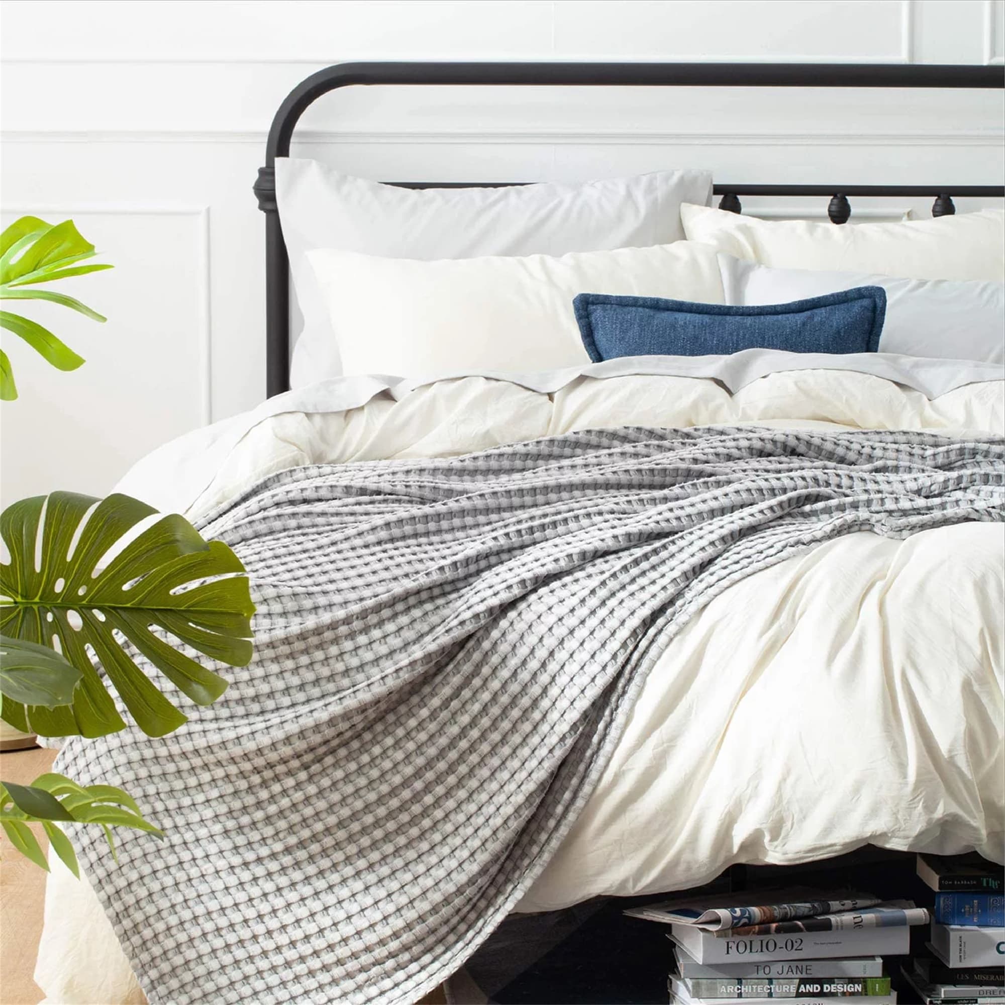 Viscose From Bamboo Waffle Blanket King Gray