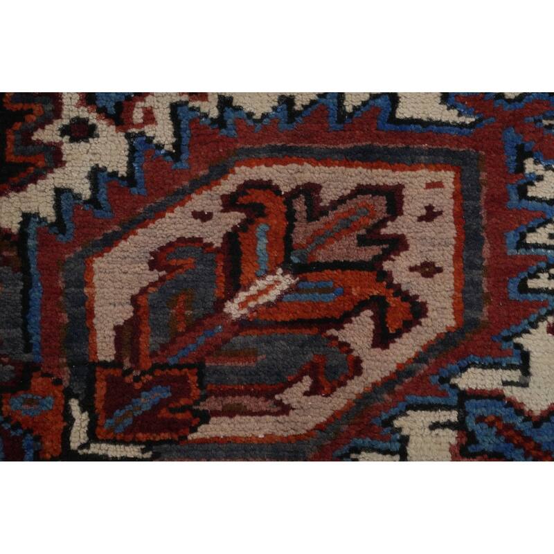 Hand Knotted Oriental 100% Wool Carpet Traditional Medallion Oranges & Rust Heriz Area Rug - 9' 4'' X 7' 2''