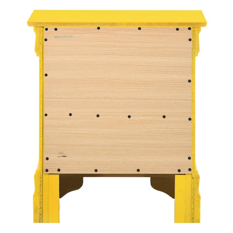 Yellow Nightstand with Two Drawers, 24x21x16 Compact Bedside Table with Cheerful Finish and Organized Storage